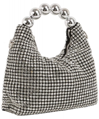 Rhinestone Covered Top Handle Satchel GM-0006 SILVER